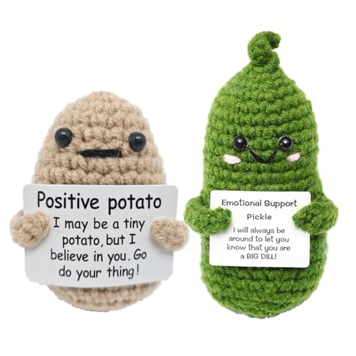 Image of 2PCS Crochet Toys, Crochet Gifts for Women Men Friends Coworkers, Crochet Toy for Birthday Christmas Valentine's Day