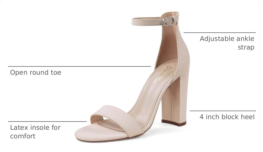 Image of GENSHUO Women's 4-inch Chunky High Heel Sandals with Ankle Strap,Party Wedding Bridal Shoes
