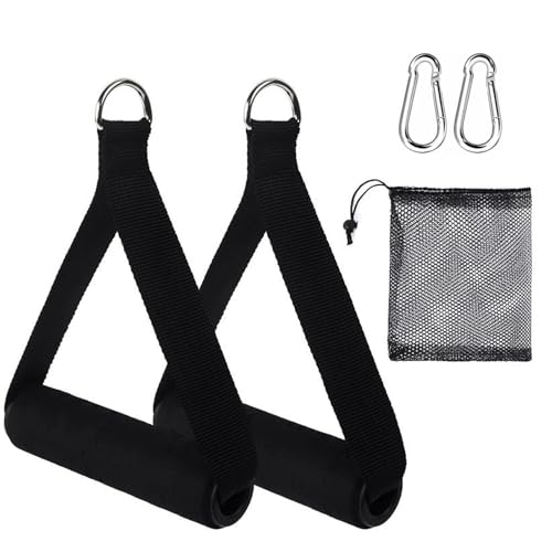 Einhandgriff, 2 Stück Griffe Für Fitnessbänder, Griff Einhand Kabelzug Einhandgriff Für Widerstandsbänder Expander Bänder Trizeps Trainings Rope Stretch für Home Gym Seilzug Fitness (Schwarz)