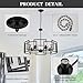 5-Light Black Geometric Chandelier,Height Adjustable Industrial Chandelier for Dining Room,Modern Farmhouse Chandelier Light Fixture over Table,for Bedroom,Living Room,Entryway,Bulbs Not Included