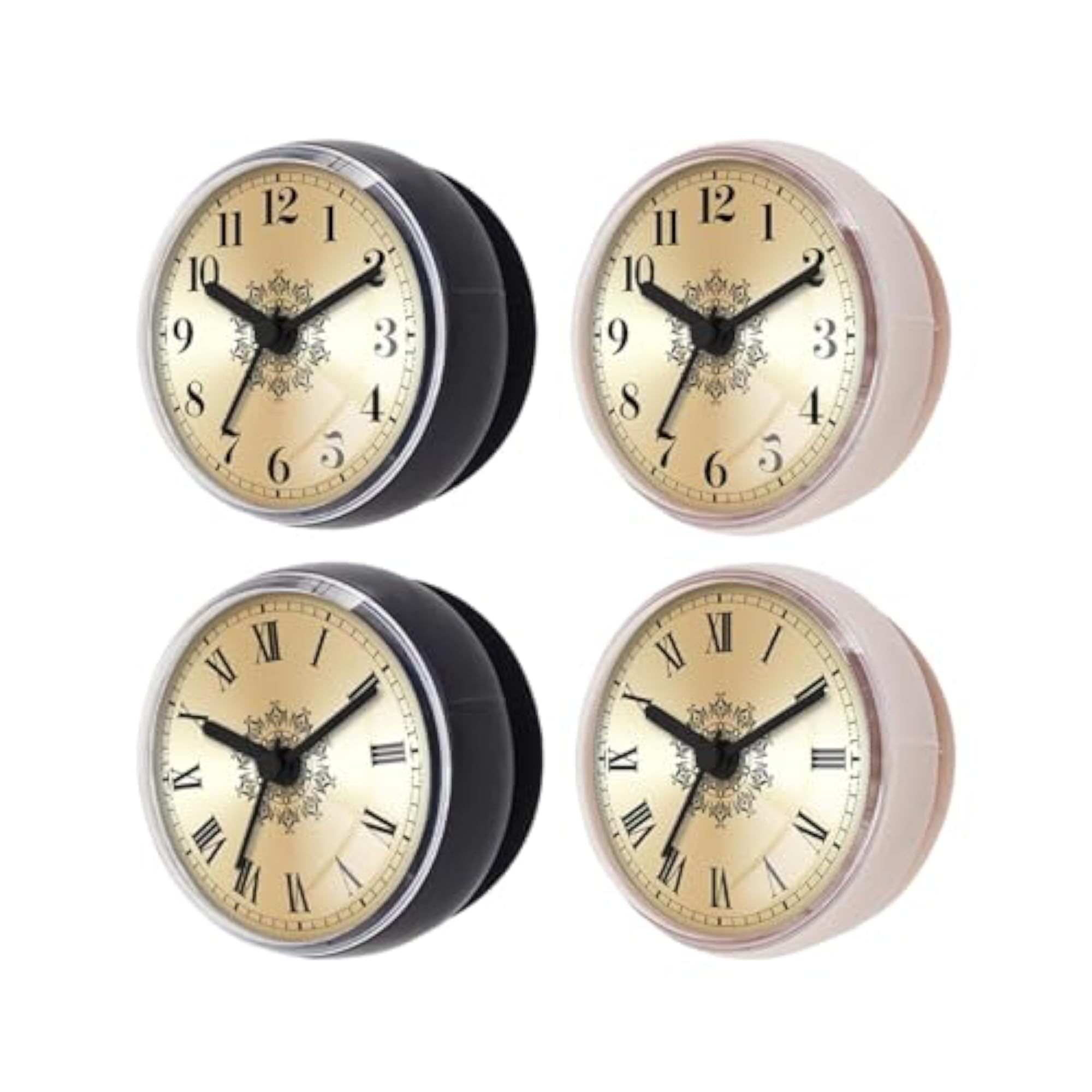 Waterproof Round Shower Clock with Suction Cup, Black Gray