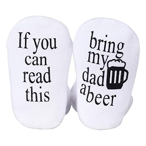 Udobuy Father's Day Gift,Beer Gifts,Baby Socks,Baby Gifts,Unisex Baby Gift,Bring my Dad a Beer Baby Socks,Gift for Baby 3-12 Months Girls or Boys Cover