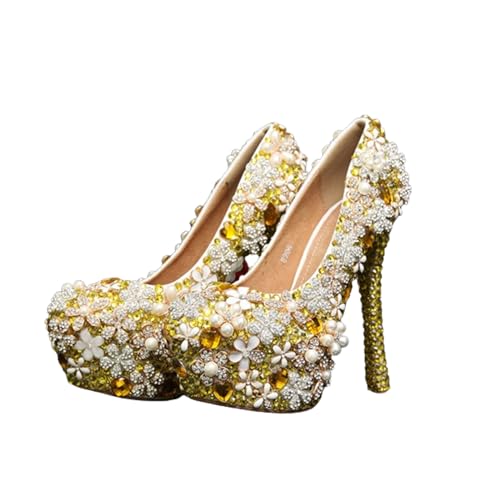 Chaussures de mariée en cristal grande taille EU 43 : confort et style à talons hauts
