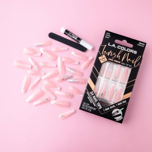Image of L.A. COLORS 26PC Lavish Nail Tips W /Glue, Starlight (Carded) CNT470