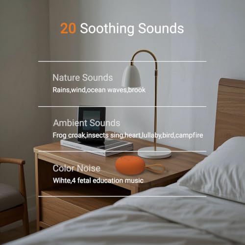 Image of Portable Baby Sound Machine [White Noise for Babies Kids Adults][Timer Function][20 Soothing Sounds] 15 Hours Battery Life, Travel,Registry Gift,Shower,Clips on Baby Stroller.Orange