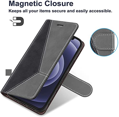 Image of Perkie Trendy Series, Faux Leather Wallet Flip Case Magnetic Closure Flip Cover for for Motorola Moto G54 5G (Grey Black)