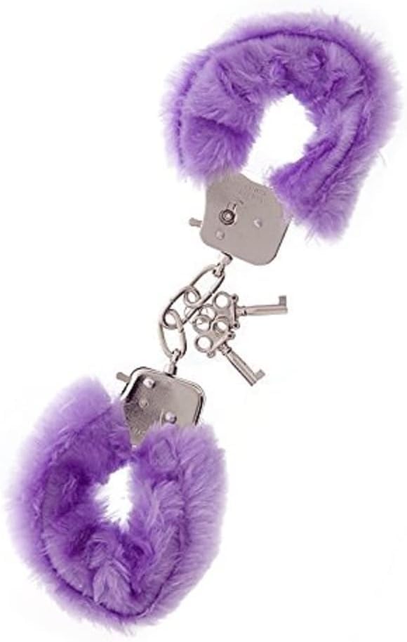 Image of Kids Toy Handcuffs with Fluffy Cover - Safe Pretend Play Metal Handcuffs with Keys - Soft Plush Covering for Police Role Play & Fancy Dress
