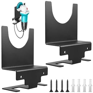 2 stuks haakse slijperhouder, wandhouder, haakse slijper, standaard in koolstofstaal, voor alle merken, haakse slijper, accessoires voor snijders, polijstmachines, garage en werkplek (zwart)