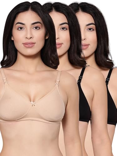 Image of Inner Sense Bra for Woman Made with Organic Cotton and Bamboo I Demi Cups Backless Bra for Woman with Removable Straps and Transparent Back I Non Padded Wire-Free Innerwear