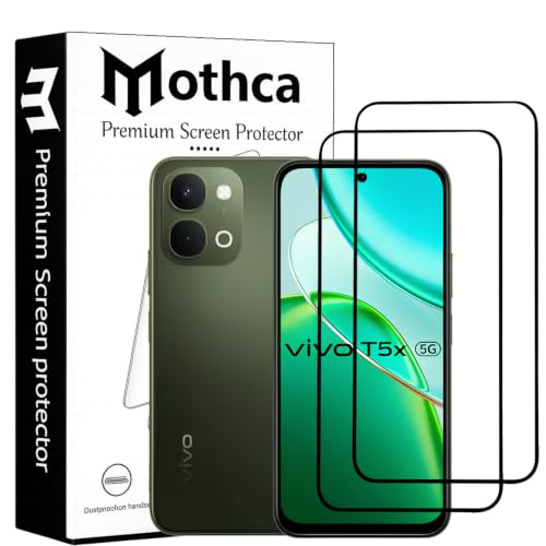 Image of Mothca Advance Military-Grade Tempered Glass Screen Protector Compatible for vivo T5x 5G with Edge to Edge Coverage - Case Friendly, Anti-Scratch & Bubble-Free Installation Kit (Pack of 2)