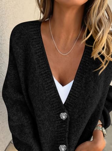 PRETTYGARDEN Cardigan Sweaters for Women Trendy Fall 2025 Long Sleeve Button Down Oversized Chunky Knit Sweater Outerwear