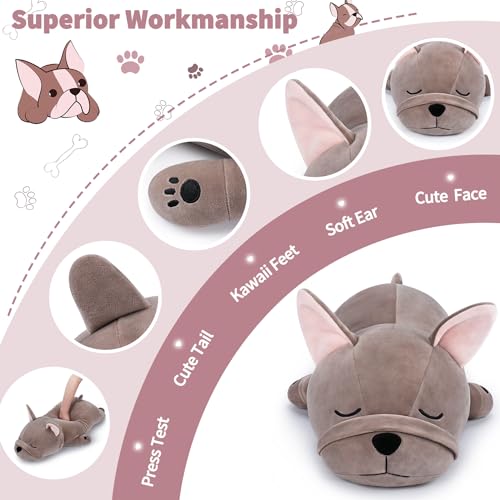 Image of Auspicious beginning 30'' Giant French Bulldog Plush Stuffed Animal- French Bulldog Dog Plush Pillow Plushies, Large Sleeping Body Pillow Dog Plushie Toy, Christams Birthday Gifts for Kids Girls Boys