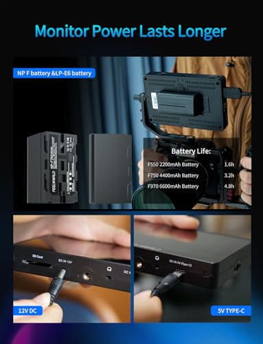 FEELWORLD F6 Plus 5.5 Inch Camera Monitor Field DSLR Monitors with 3D Lut HDR Small Full HD 1920x1080 IPS Support 4K HDMI Input Output Touch Screen for Photographer and Director External Video Monitor - Image 6