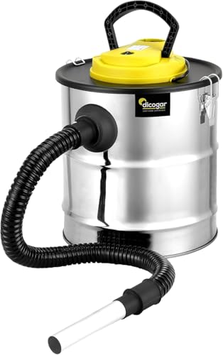 Aschesauger für Kamine, Pellets und Grills - 1.200W Leistung - 20 L Fassungsvermögen - Aus Edelstahl - Inklusive 1m Schlauch und Filterabdeckung - Gebläsefunktion - Dicogar