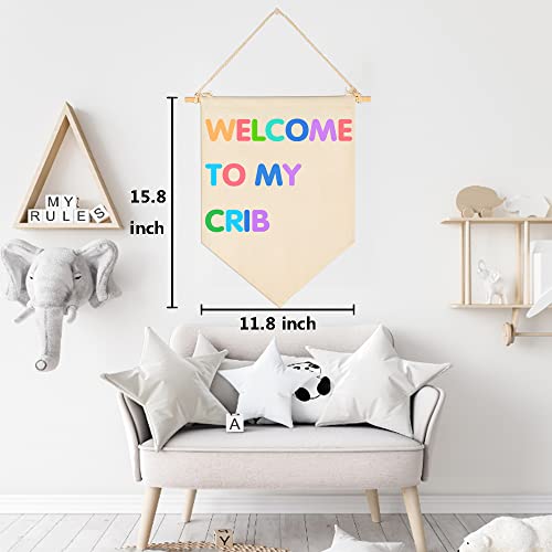 Nursery Baby Room Wall Art Decor, Welcome To My Crib, Boho Nursery Decor For Girl & Boy, Cute Nursery Decor Baby Bedroom Decorate #TOP6