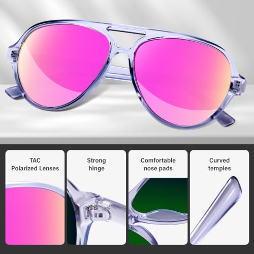 KUGUAOK Polarized Aviator Sunglasses for Women Sporty Style Running Sun Glasses Tangle Free Frame Vintage Trendy Shades - image 5