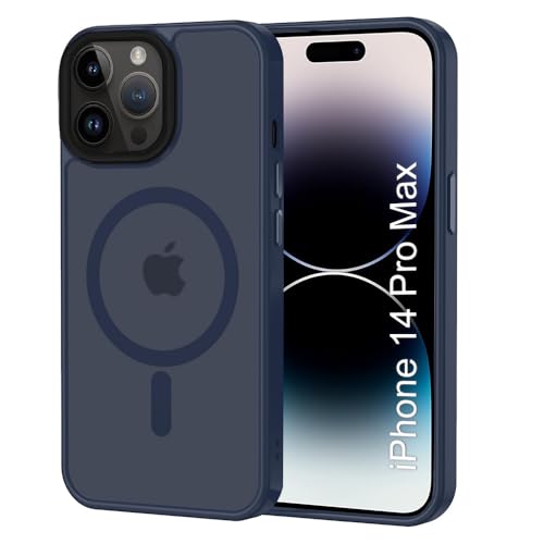 Image of iPhone 14 pro max Magsafe Hard Back Case | Matte Design & 360 Protection | Military-Grade Apple iPhone 14 pro max Cover | Strong Magnet Back - Blue
