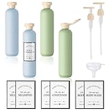 GSrenyu 4Pack Travel Bottles 260ml Leak Proof Squeeze Travel Containers with Pump and Lable, Plastic Empty Squeeze Bottles Refillable Containers for Toiletries Shampoo Conditioner Body Wash