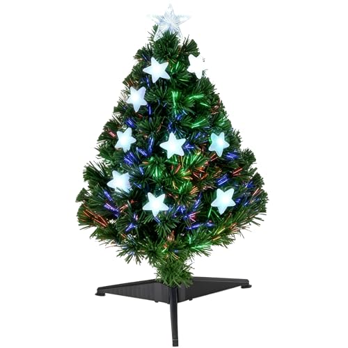 HOMCOM Albero di Natale a Fibre Ottiche 90cm Albero di...