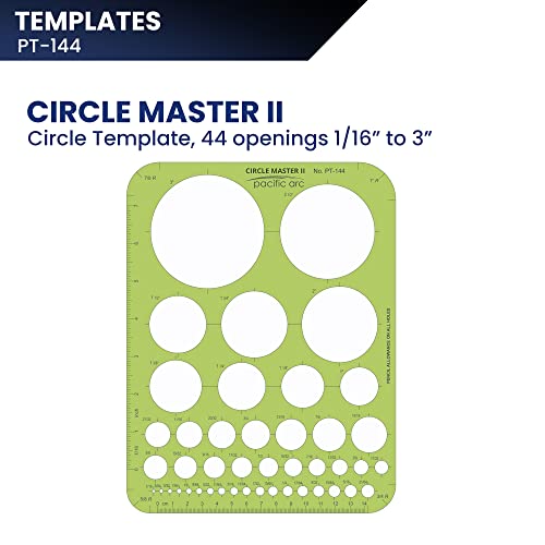 Image of Pacific Arc - Circle Master II, 44 Shapes from 1 /16 to 3 inch - Stencils for Drafting and Circle Drawing - Professional or School Work. - Size 7 x 9.25 inch