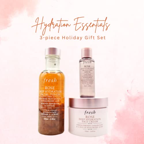 Fresh Rose Deep Hydration Trio - Rose Hydration Face Cream, Rose Oil Serum, Rose Toner #TOP1