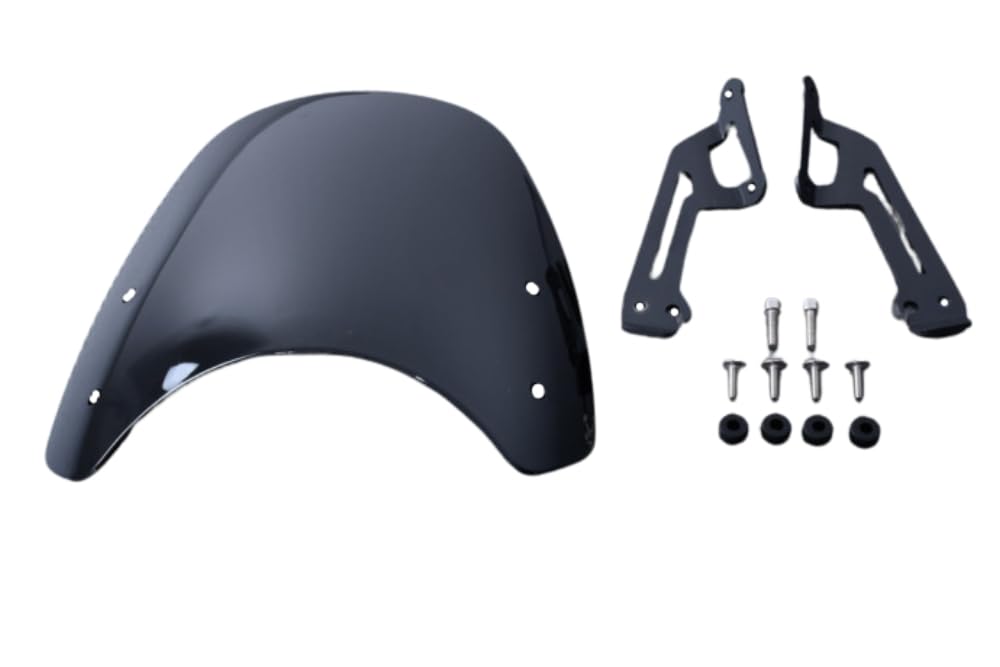 avdb-moto Szyba/Deflektor wiatru kompatybilny z DUCATI SCRAMBLER 800 2015-2017, SCRAMBLER 400 SIXTY2 2016-2023, SCRAMBLER 800 2018-2022, 800 2023-24 Z poliwęglanu (Czarny Podwójna krzywizna)