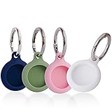 4 Pack Case for AirTag Keychain Holder Cases Cover Silicone for AirTags Keychain Accessories Protective Skin Cover with Key Ring Compatible with AirTag Tracker