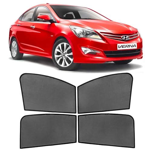 Image of AutoStory Custom Fit Non-Magnetic Cotton Mesh Car Sunshade for Verna 2011-2018 | UV & Heat Protection Car Window Curtains | Privacy Car Sun Shade | Breathable Vehicle Specific Side Window Shades