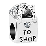 Lifequeen Womens Shopping Bag Charms Heart Love to Shop Charm Spacer Beads for Bracelets (White)