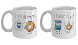 Suchmugs Couple Mug Set, Coffee Meets Bagel Gift, Cute Anniversary Coffee Mugs, His and Hers Cups, Online Dating Boyfriend Husband Wife Girlfriend Valentines Day Present