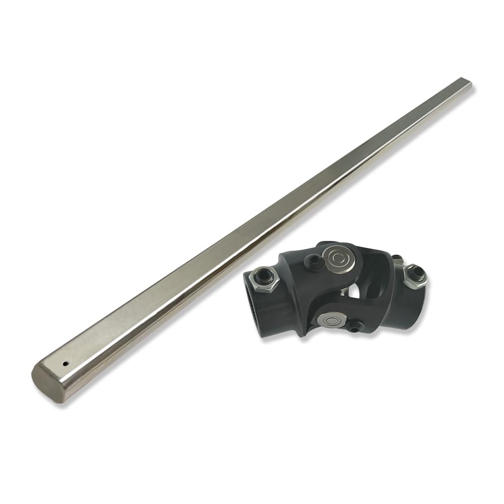 Chrome 18" Steering Shaft & Black 3/4" DD x 13/16"-36 Spline Universal U Joint Kit