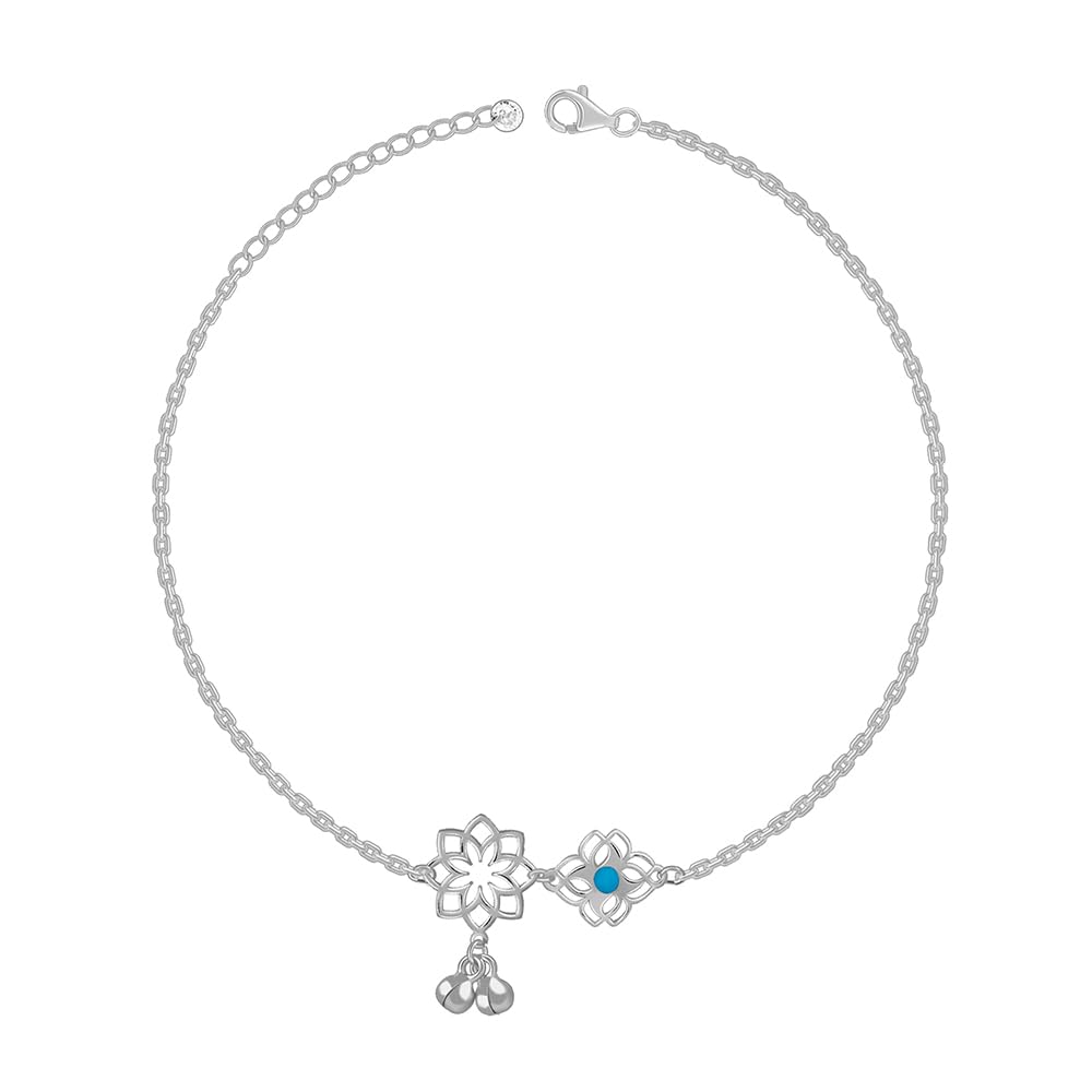 925 Silver Petal Perfect Anklet,Pair| Gifts for Women and Girls | With Certificate of Authenticity and 925 Stamp | 6 Months Warranty-image-4