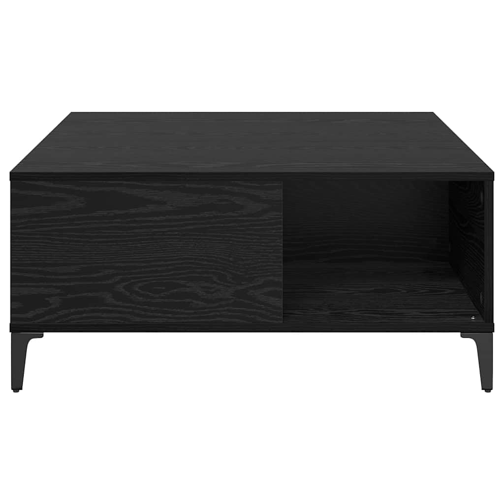 Stolik kawowy o wyglądzie czarnego dębu, 80 x 80 cm, materiał drewnopochodny z miejscem do przechowywania, regałem, stabilną ramą i wszechstronnym zastosowaniem, do nowoczesnego salonu