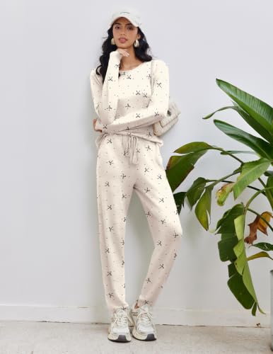 Ekouaer Womens Pajamas Set Long Sleeve Loungewear Soft Joggers with Pockets - image 5
