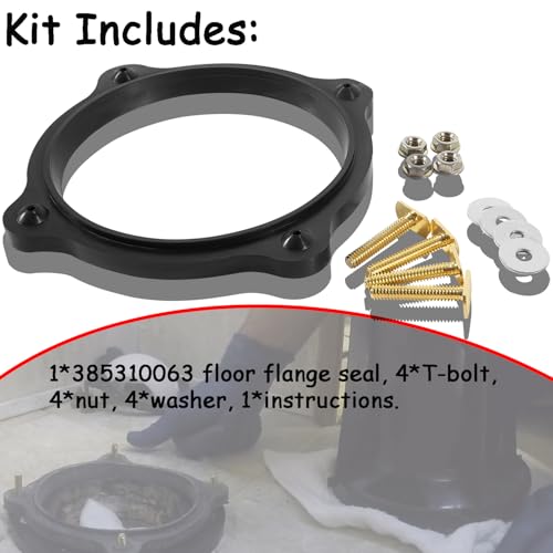 Image of 385310063 Floor Flange Seal and Mounting Kit, Black Rubber, Compatible with Some Dometic /Sealand Toilets