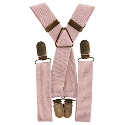 London Jae Apparel Elastic Suspenders for grooms, groomsmen, ring bearers attire with Brass Clips (Blush, Kids Large) Cover