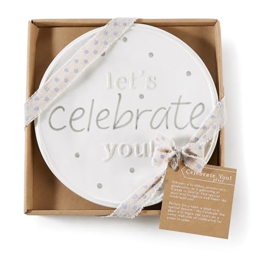 Mud Pie Celebrate You Dinner Plate White 11 1/2 dia