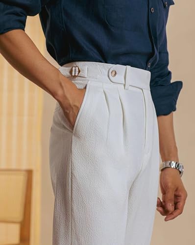 Mens Linen Chino Pants Casual Lightweight Summer Beach Trousers Slacks3