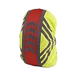 kowaku Rucksack with High Visibility Strip, Waterproof Cover for Travel and Adventure, Red, M