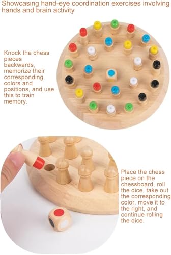 Color Memory Chess juego de mesa de madera educativo miniatura 3