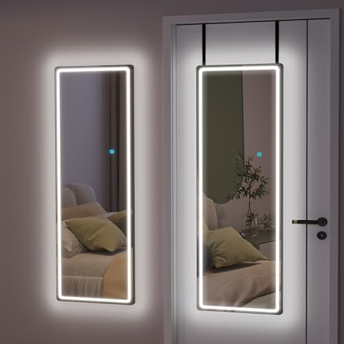 Vlsrka Ganzkörperspiegel mit LED-Beleuchtung, Schmaler...