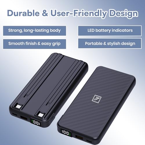 Image of ONE 7 10000mAh 4-in-1 Super Fast Power Bank | 25W Output | Built-in Type-C & Cables | Smart Chip Protection | Portable Fast Charger (ON PB-36)