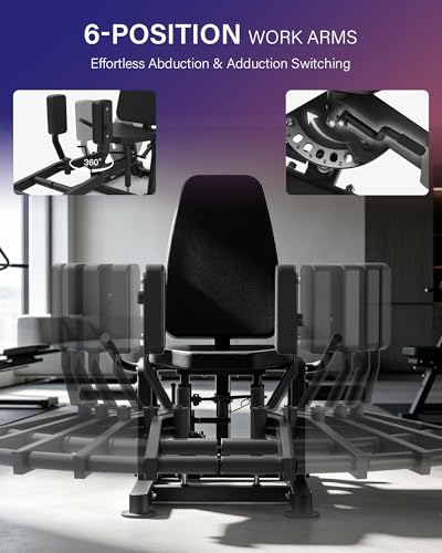 Image of HVO Hip Adduction Abduction Machine: Abductor Adductor Machine-Inner and Outer Thigh Machine Glute Machines Thigh Master for Hip Abduction with 6 Levels Gear System Glute Machines