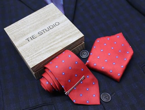 Image of TIE STUDIO Men's Necktie Pocket Square & Cufflink Set | Standard | Jacquard Fabric | Superior Stitching |