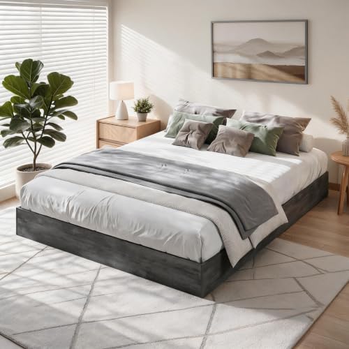 IDEALHOUSE Queen Wood Platform Bed Frame with Low Profile Design