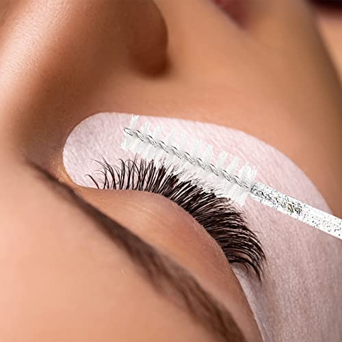 Yumflan-50-Pcs-Disposable-Eyelash-Brushes-Eye-Lash-Brush-Mascara-Wands-Spoolies-for-Eyelash-Extensions-Makeup-Supplies-Kit-Cleansing-Glitter-Applicator-Tool-Accessories-Bristle-Crystal-White