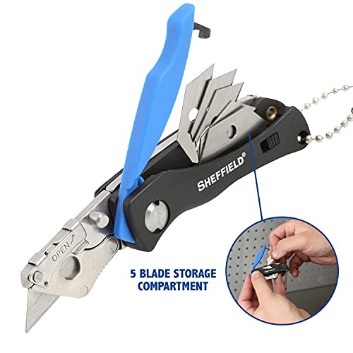 Image of Sheffield Mini Box Cutter, Mini Utility Knife Aluminum Handle, Accepts Mini Utility Blades, Keychain Knife for Home, Office, Trades, and Warehouse