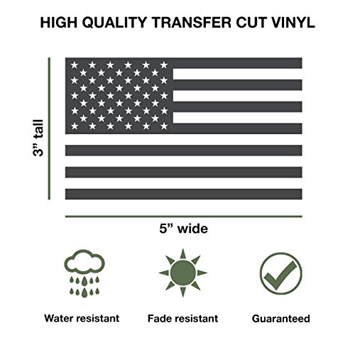 Northern Dock American Flag Sticker - Dark Gray - 5" X 3" (1 Pair) - Vinyl, Die Cut American Flag Decal - Best For Car Decals, Car Stickers, Truck Decals, Truck Stickers, Bumper Stickers & Hard Hat #TOP5