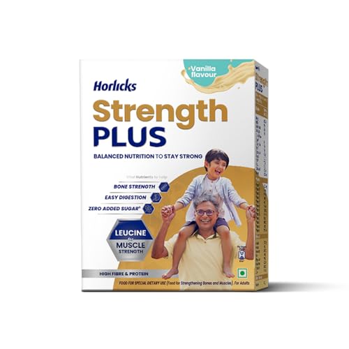 Image of Horlicks Strength Plus- Vanilla| Balanced Nutrition to Regain Strength|High Fibre & Protein,Powder,1 count,350 grams