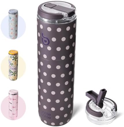BOTTLE BOTTLE Edelstahl Trinkflasche 750ml isoliert Sichtdeckel Griff Sport | (Dancing Dots) Doppelwandiger Edelstahl hält Getränke lange heiß oder kalt, BPA-frei und auslaufsicher